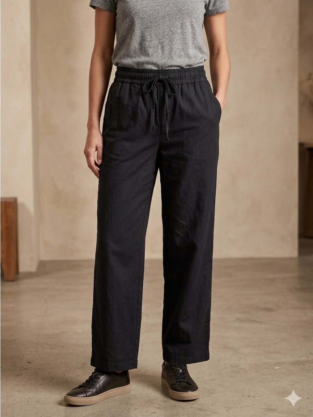 Black Elastic-Waist Casual Pants NWOT